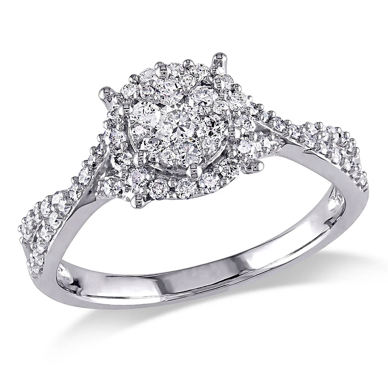 Bague de fiançailles Miabella avec grappe de diamants 0,50 ct poids total en or blanc 10 k