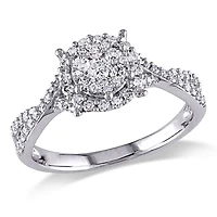 Bague de fiançailles Miabella avec grappe de diamants 0,50 ct poids total en or blanc 10 k