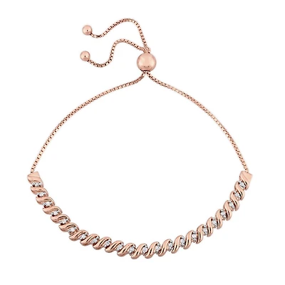 Bracelet Miabella avec diamants 0,25 CT poids total en argent sterling plaqué de rhodium rosé de 9,5 po