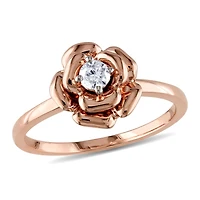 Bague de forme fleur Miabella avec diamants 0,14 CT poids total en or rosé 10K