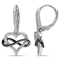 Boucles d'oreille de forme cœur et infini Miabella avec diamants 0,10 CT poids total en argent double ton