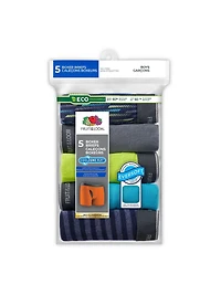 Caleçons boxeurs Fruit of the Loom imprimés/unis/rayés pour garçons, paq. de 5 Tailles P-TG