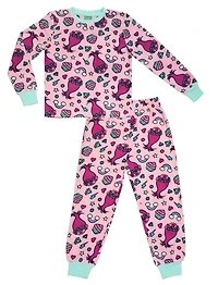 Paw Patrol Girls' Micro-Polar Long Sleeve Pajama Set All-Over-Print