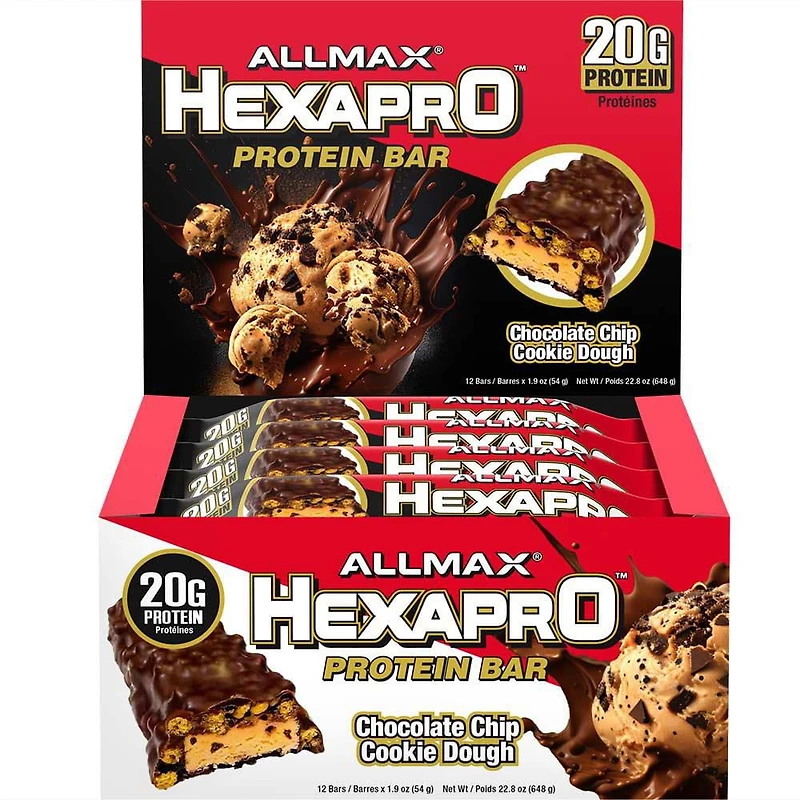 Allmax Hexapro Barre Protéinée Chocolat Beurre de Cacahuète Tasse Barre énergétique en protéines<br>20G de protéines