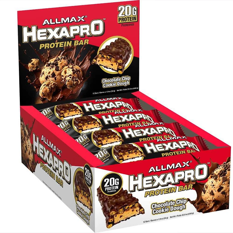 Allmax Hexapro Barre Protéinée Chocolat Beurre de Cacahuète Tasse Barre énergétique en protéines<br>20G de protéines