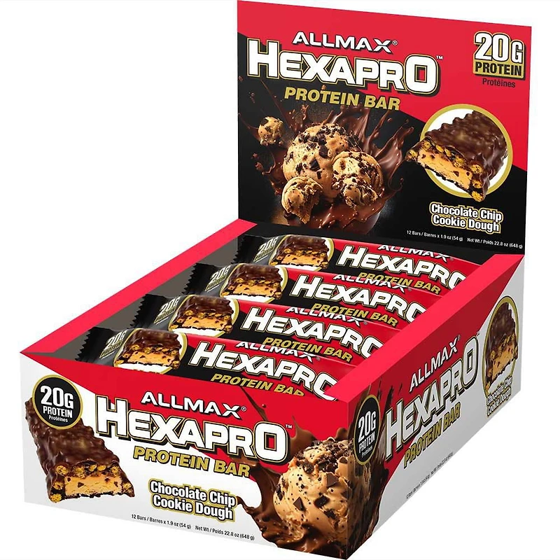 Allmax Hexapro Barre Protéinée Chocolat Beurre de Cacahuète Tasse Barre énergétique en protéines<br>20G de protéines