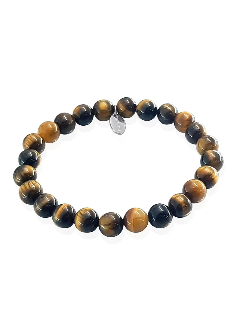 Luxury Designs Tiger Eye & Onyx Men’s stretch bracelets and Duo necklace set