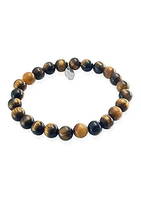 Luxury Designs Tiger Eye & Onyx Men’s stretch bracelets and Duo necklace set