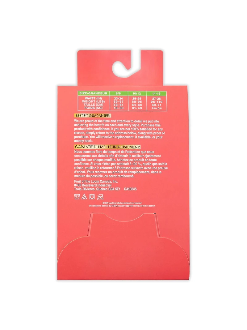 Fruit of the Loom Girls' Seamless Brief Underwear, 6-pack, Sizes 6-16