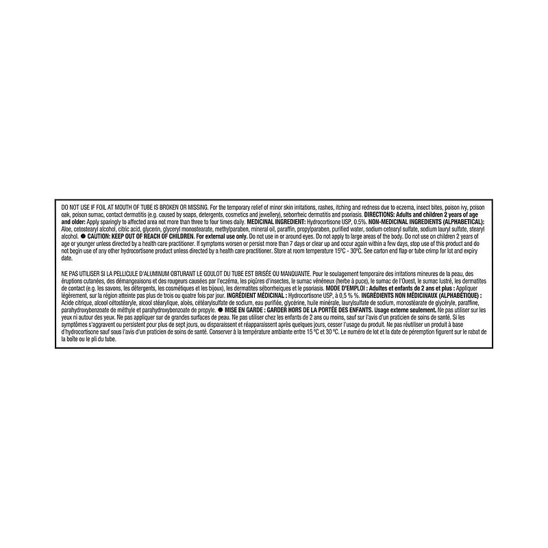 Equate Hydrocortisone Cream Usp, 0.5% with Aloe 15g, Hydrocortisone Cr 15g