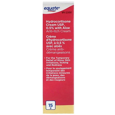 Equate Hydrocortisone Cream Usp, 0.5% with Aloe 15g, Hydrocortisone Cr 15g