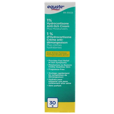 Equate 1% Hydrocortisone Anti-Itch Cream plus Moisturizers, DUAL ACTION Formula<br><br>30 g