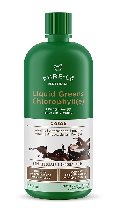 Légumes verts en liquide chlorophillé Natural de Pure-lē à saveur de chocolat noir