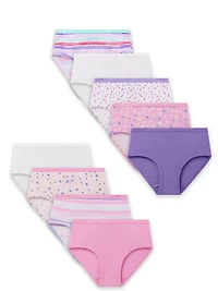 Fruit of the Loom Girls 100% Ringspun Cotton Brief Underwear, 9 Pack, Sizes 6 to 14