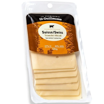 Fromage suisse tranché Le p'tit Frais de Fromagerie St-Guillaume à 27 % M.G.