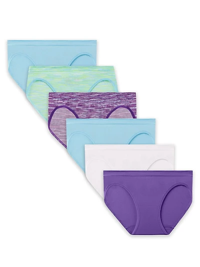 Bikinis sans couture Fruit of the Loom pour filles, paquet de 6 Disponible en taille 6-16
