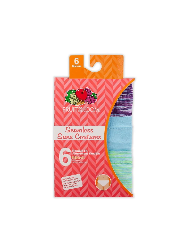 Bikinis sans couture Fruit of the Loom pour filles, paquet de 6