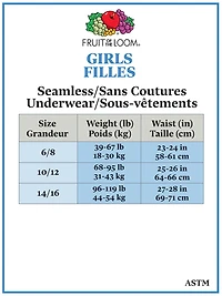 Bikinis sans couture Fruit of the Loom pour filles, paquet de 6