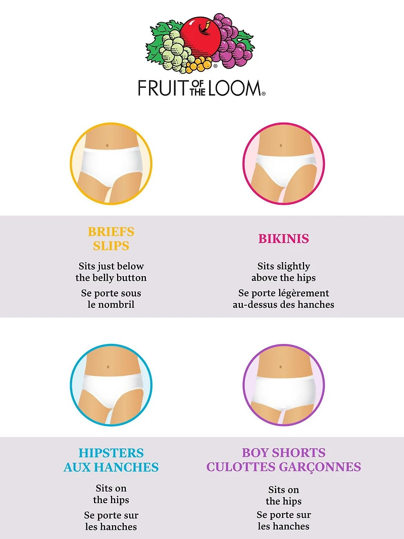 Bikinis sans couture Fruit of the Loom pour filles, paquet de 6