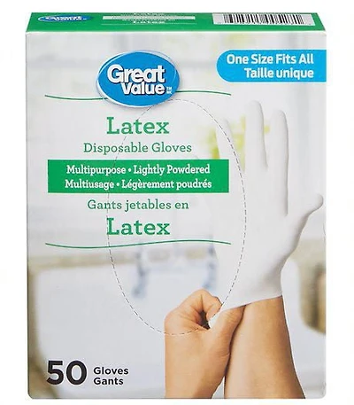 Gants jetables en latex de Great Value 50 gants, taille unique