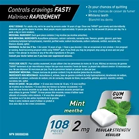 Thrive Gum 2mg Regular Strength Nicotine Replacement, Mint, 108 count