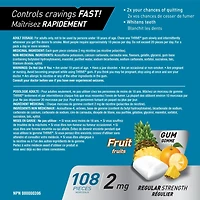 Thrive Gum 2mg Regular Strength Nicotine Replacement, Fruit, 108 count