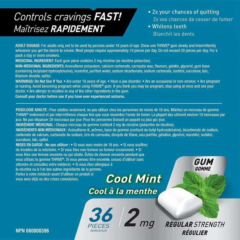 Thrive Gum 2mg Regular Strength Nicotine Replacement