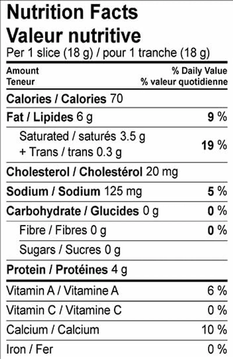 Tranches de fromage naturel à 31 % M.G. Cheddar marbré de Saputo