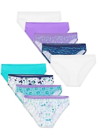 Fruit of the Loom Girls 100% Ringspun Cotton Bikinis, 9-Pack, Sizes 6 to 16