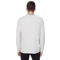 Dark Black Men's Long-Sleeve Graphic Henley T-Shirt