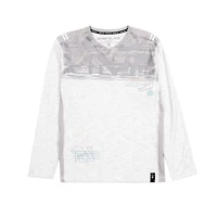 Dark Black Men's Long-Sleeve Graphic Henley T-Shirt