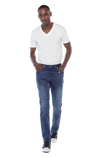 Jeaniologie ™ Men 5 Pocket Straight Fit Jeans | Medium Wash, Sizes 28 - 38