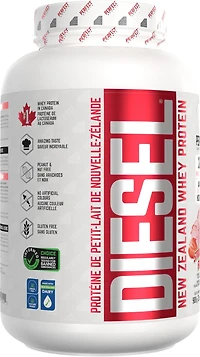 PERFECT Sports - Protéine de lactosérum de Nouvelle-Zélande DIESEL, crème glacée à la fraise 2 lb (908 g) DIESEL Protéine de lactosérum de Nouvelle-Zélande