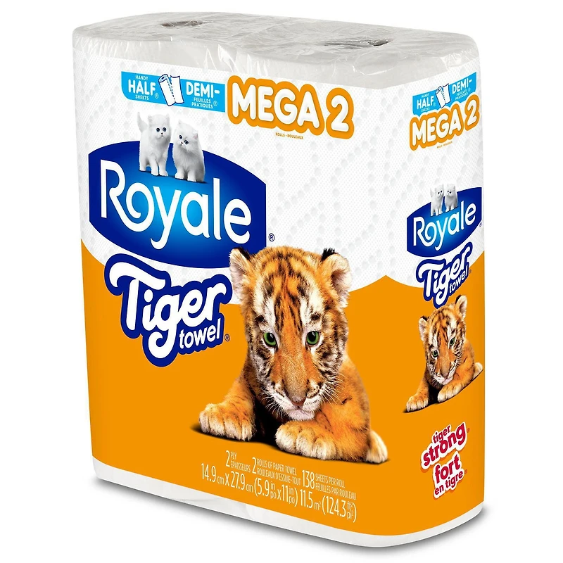 Essuie-tout Tiger Towel de Royale, 2 rouleaux mega