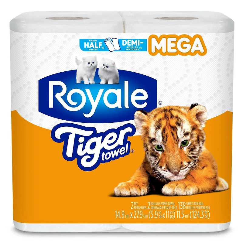 Essuie-tout Tiger Towel de Royale, 2 rouleaux mega