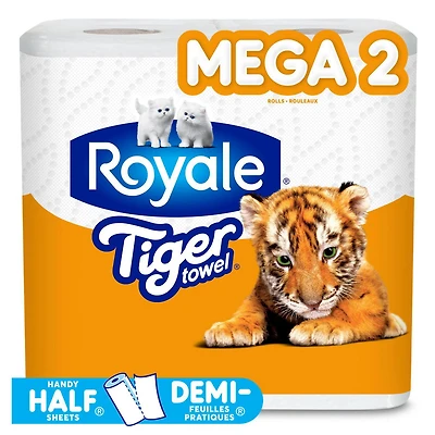 Essuie-tout Tiger Towel de Royale, 2 rouleaux mega