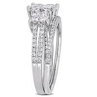 Ensemble de mariage à trois quads Miabella avec diamants 1-1/3 CT poids total en or blanc 14K