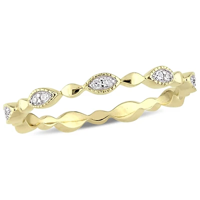 Miabella 1/10 Carat T.W. Diamond 10 K Yellow Gold Marquise Eternity Anniversary Ring