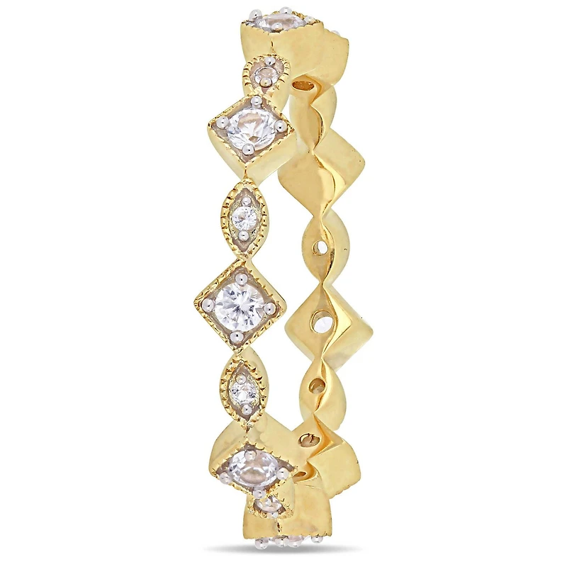 Miabella 1/2 Carat T.G.W. Created White Sapphire 10 K Yellow Gold Anniversary Ring