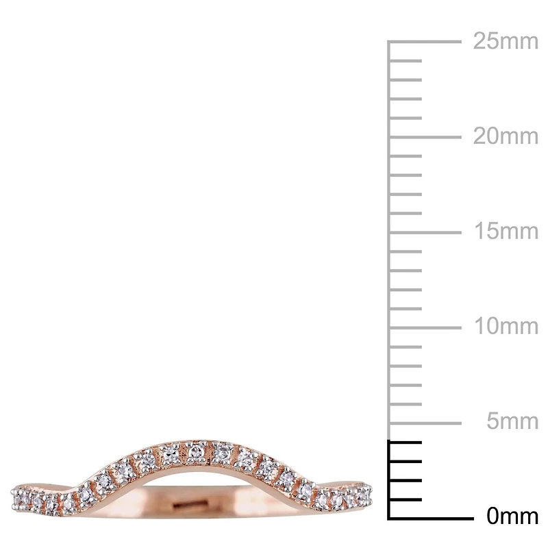 Bague de mariage contour courbée Miabella avec accents de diamants en or rosé 10K