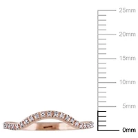 Bague de mariage contour courbée Miabella avec accents de diamants en or rosé 10K