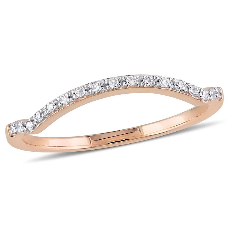 Bague de mariage contour de style semi-éternité Miabella avec accents de diamants en or rosé 10K