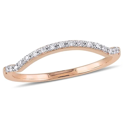 Miabella Diamond-Accent 10 K Rose Gold Contour Semi-Eternity Wedding Band