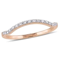 Bague de mariage contour de style semi-éternité Miabella avec accents de diamants en or rosé 10K