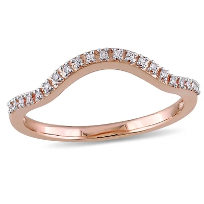 Bague de mariage contour courbée Miabella avec accents de diamants en or rosé 10K