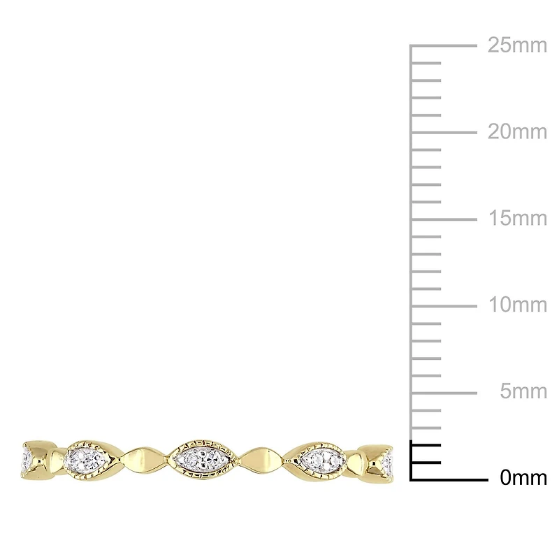 Miabella 1/10 Carat T.W. Diamond 10 K Yellow Gold Marquise Eternity Anniversary Ring