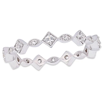 Miabella 1/2 Carat T.G.W. Created White Sapphire 10 K White Gold Anniversary Ring