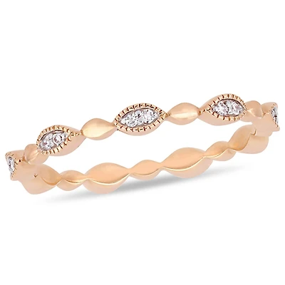 Miabella 1/10 Carat T.W. Diamond 10 K Rose Gold Marquise Eternity Anniversary Ring