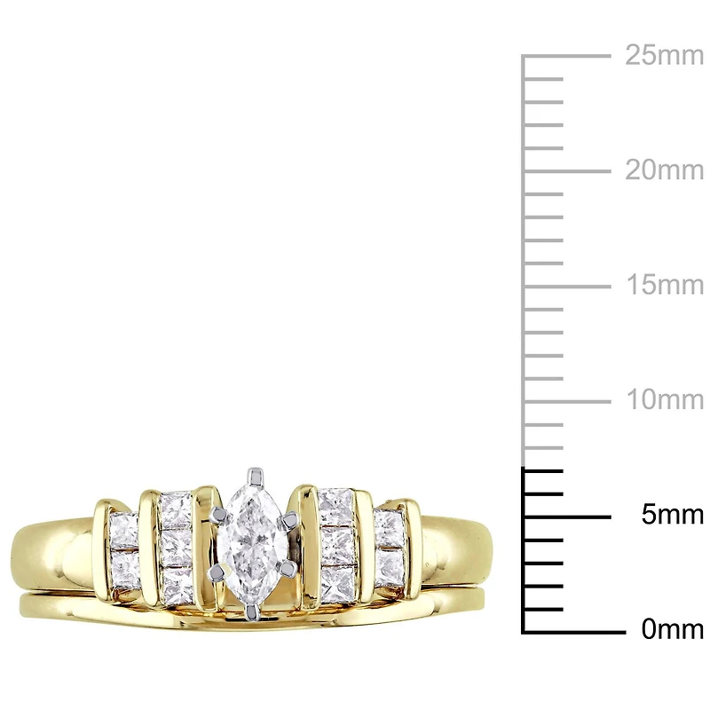 Ensemble de mariage Miabella avec diamants 1/2 CT poids total en or jaune 14K