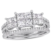 Ensemble de mariage à trois quads Miabella avec diamants 1-1/3 CT poids total en or blanc 14K